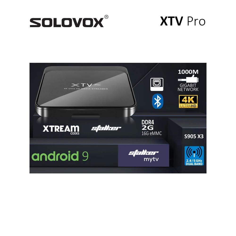 SOLOVOX XTV Pro Xtream Ŀ ̴ Ⱑ 1000M Ʈũ, ȵ̵ 9 TV ڽ, S905X3, 2G, 16G , 4K ڴ, Ʈ ̵ ÷̾
